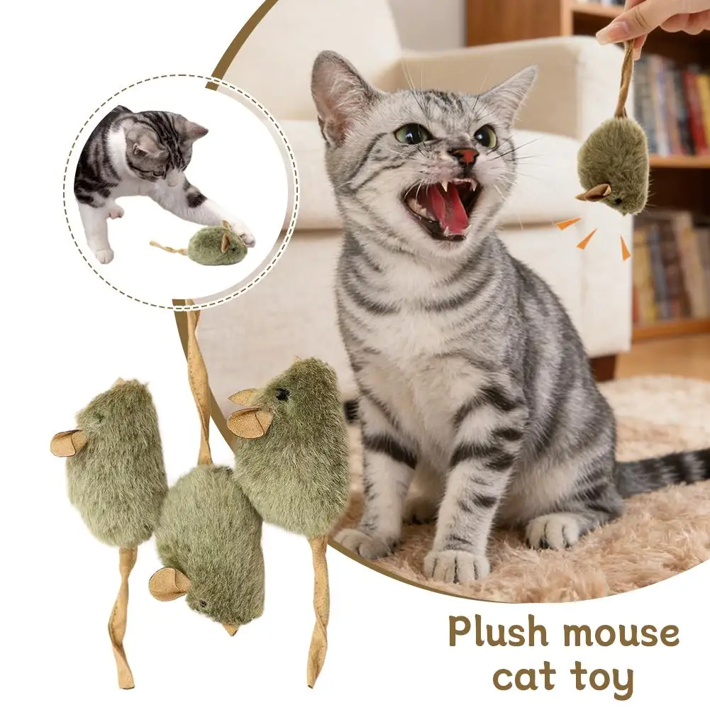 Plush Simulation Mouse Cat Toy Interactive Automatic Chirping Bite Resistant Kitten Play Pet 1005012551836760