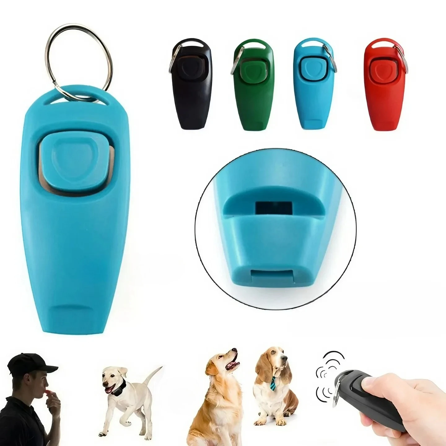 Pet Multifunction 2 in 1 Clicker & Whistle Dog Trainer Clicker with Keyring Pet Puppy Trainer Dog 1005012552744291