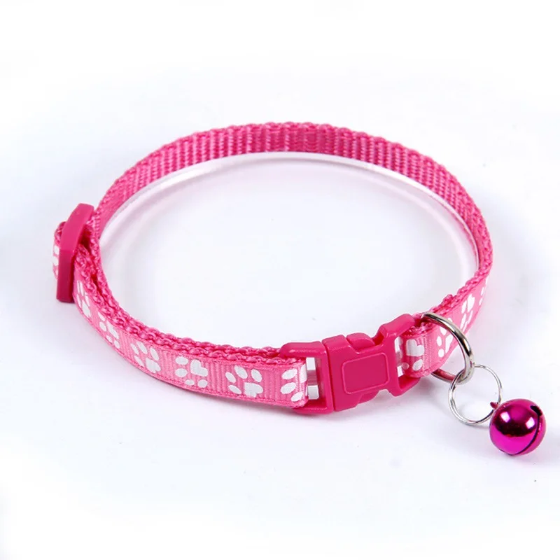 Reflective Pet Collar Set with Bell Paw Print Adjustable Buckle Collar for Small Dogs Cats 1005012553084625