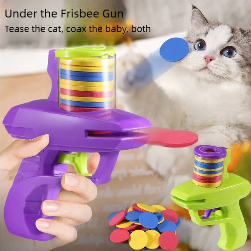 Interactive Cat Dog Toy Set with Colorful Flying Discs Pet Gun Launcher for Kitten Indoor Outdoor 1005012556090648
