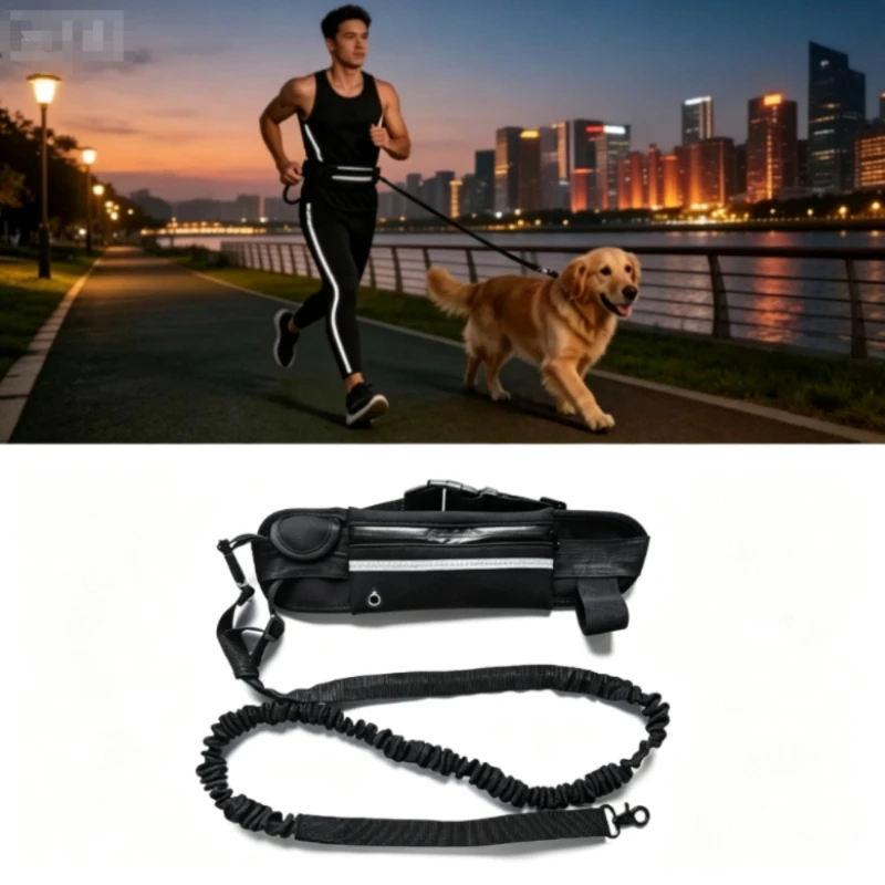 Hands Free Dog Leash Reflective Elastic Retractable with Waist Bag Adjustable Traction Rope for Dog 1005012556170865