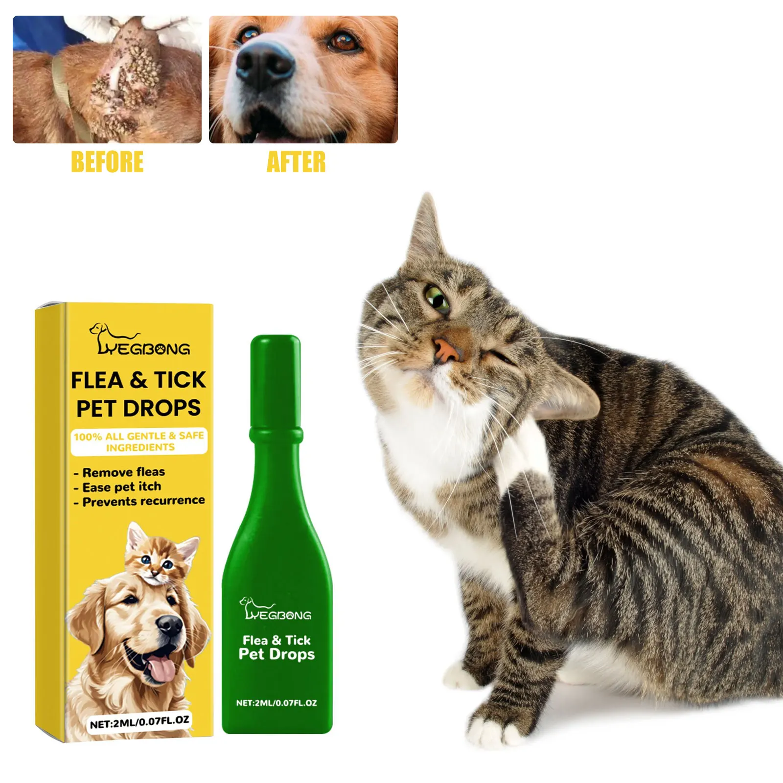 Cat Anti Flea Drops Flea Lice Remove Relieve Skin Itching External Insect Repellent Deworming 1005012558440704