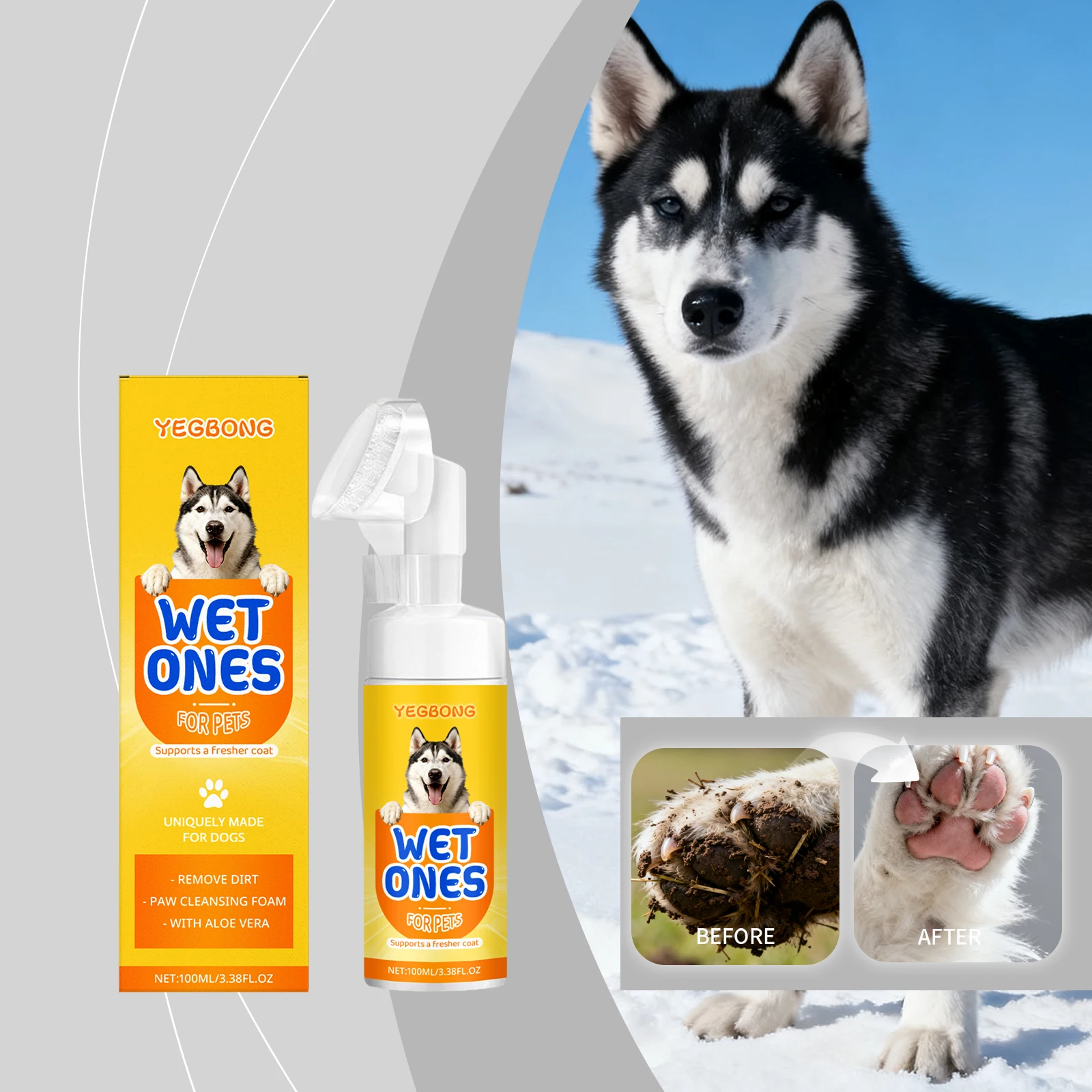 Dog Paw Cleaner Foam No Rinse Deep Cleaning Decontamination Odor Reduction Soothing Skin Prevent 1005012559304190