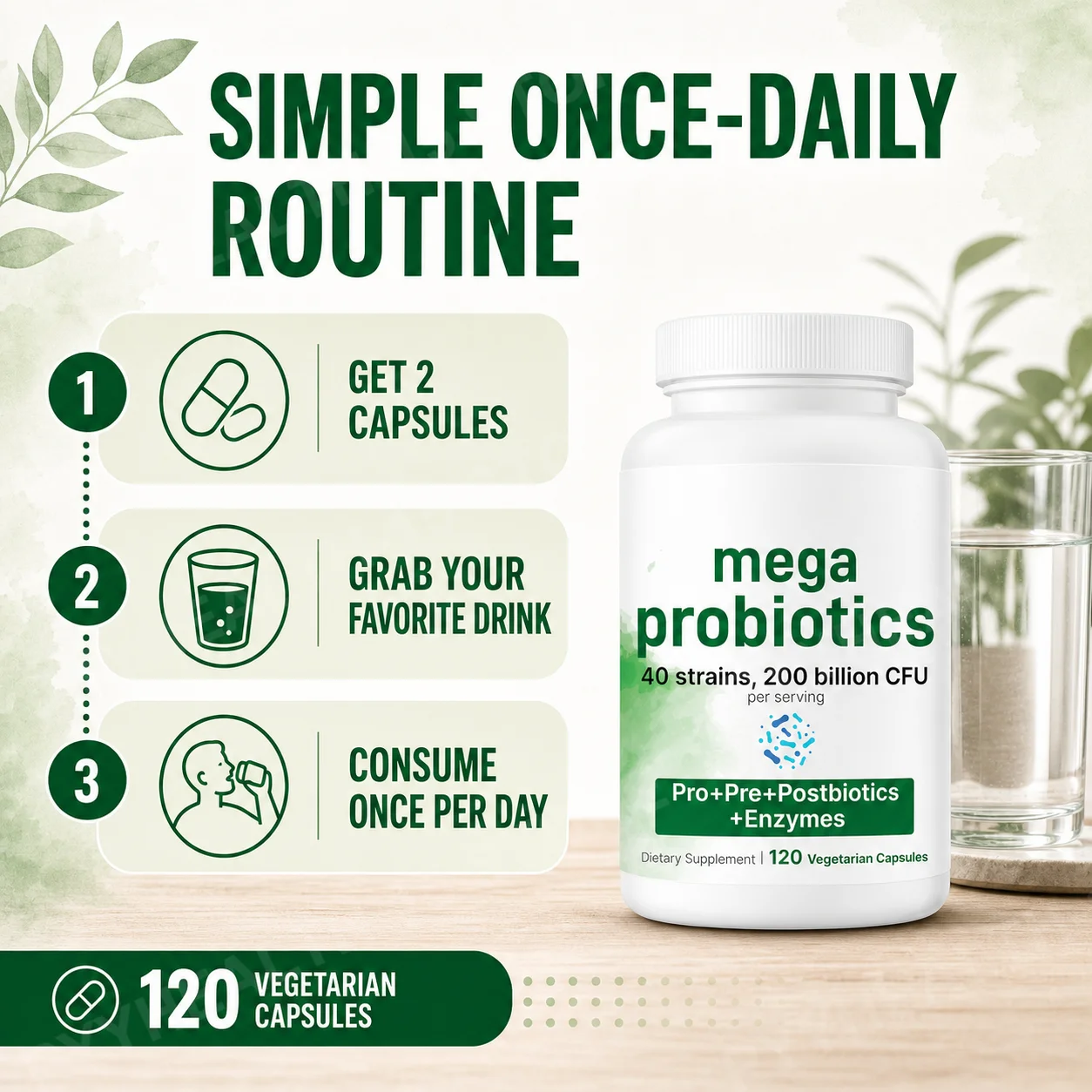 Probiotics Capsules 200 Billion CFU 40 Strains Prebiotics Digestive Enzymes Gut Health Supplement 1005012561587840