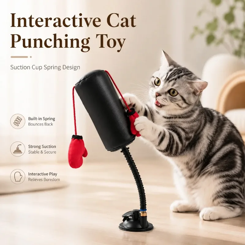 Cat Boxing Toy Interactive Game Punching Bag with Gloves Creativity Mini Gym Stress Relief Home 1005012563210549