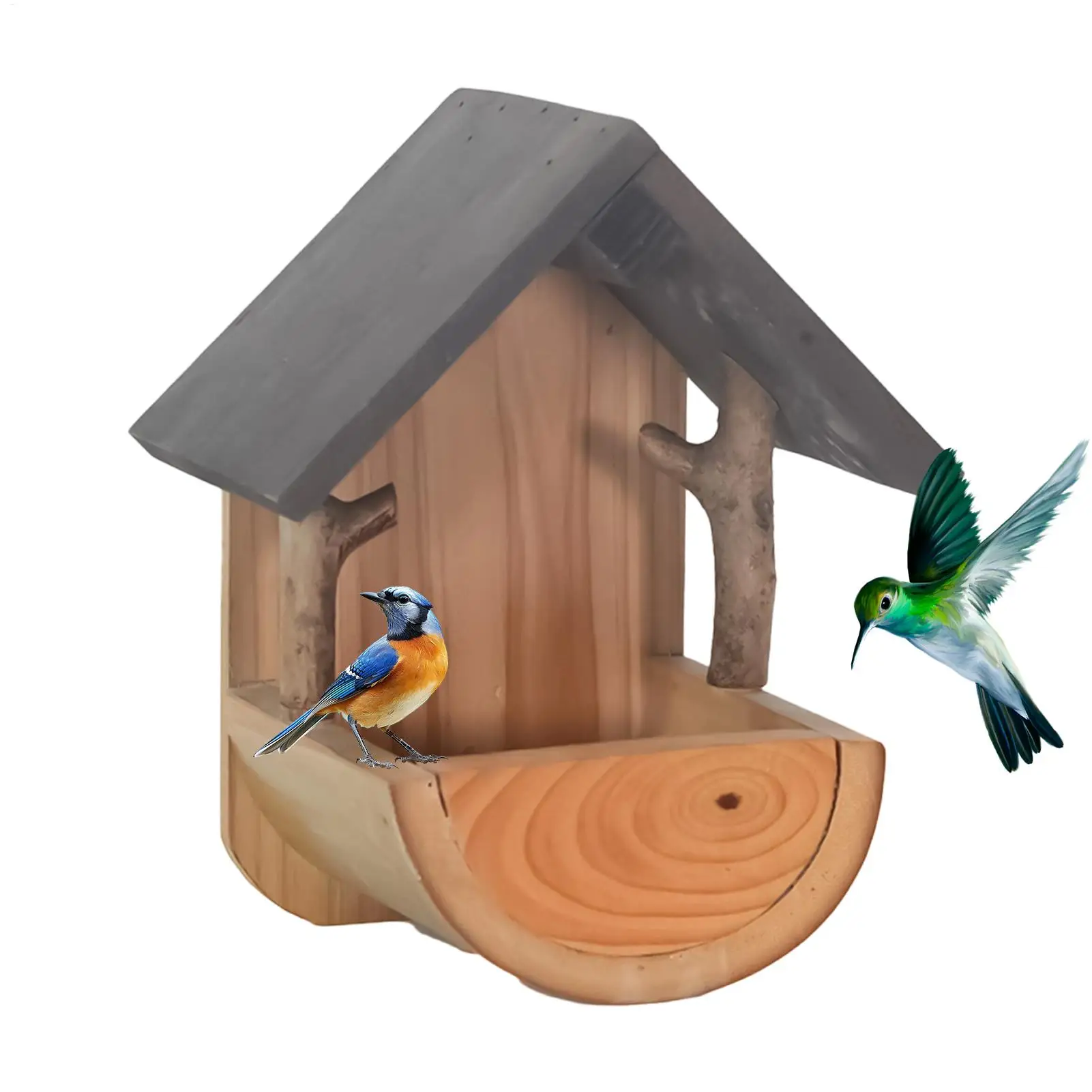 Bird House Feeder Wall Mount Wooden Weatherproof Feeding Tool Balcony Bird Feeder for Patio Home 1005012563426603
