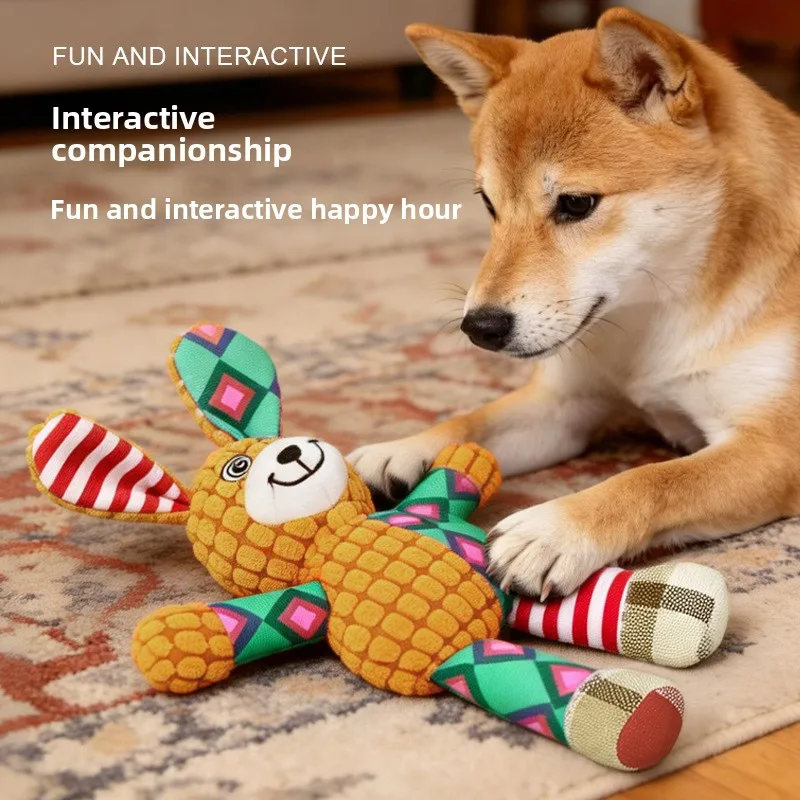 Physical Squeaky Pet Plush Toy, Fleece Splicing Durable Teething Doll 1005012565242772