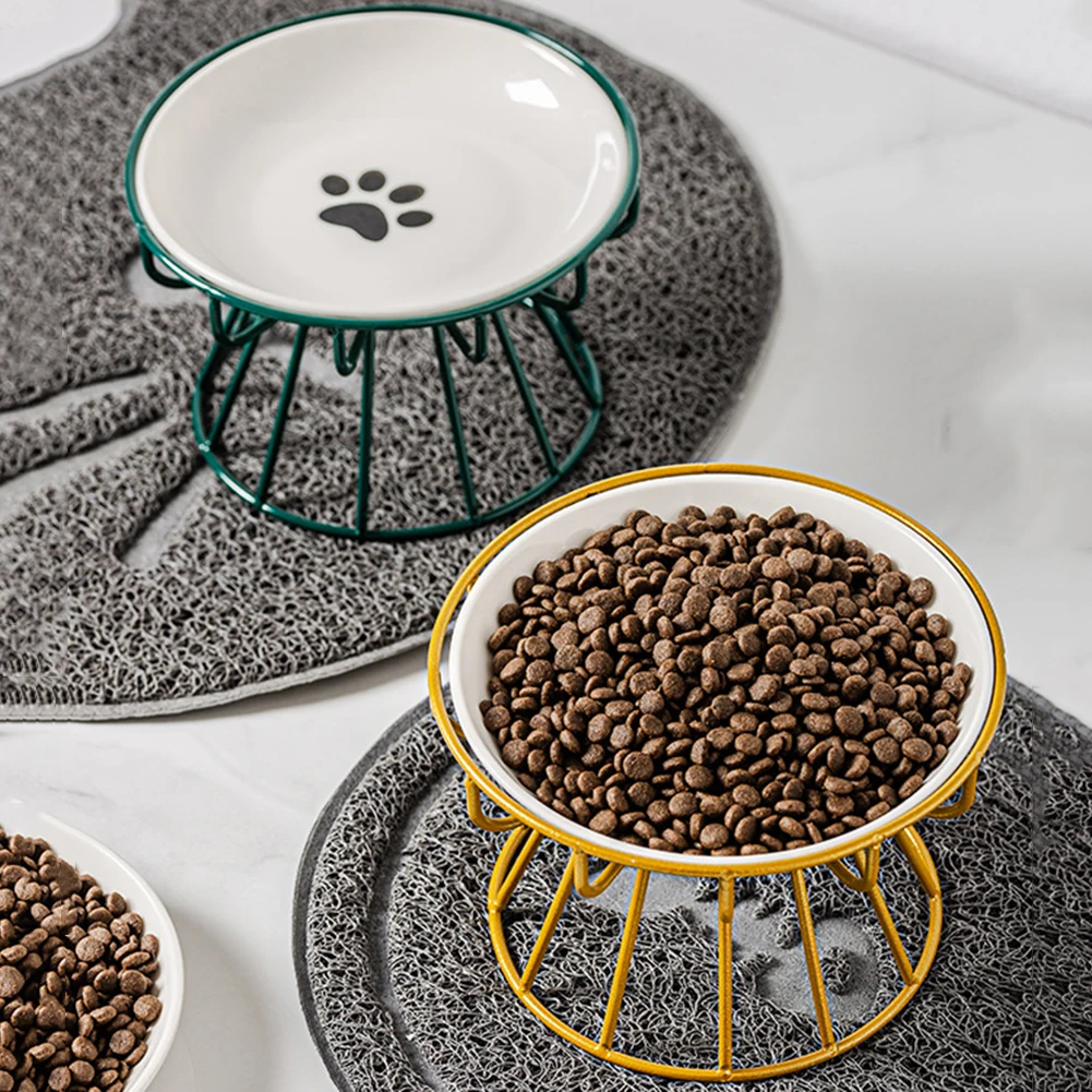 Premium Elevated Ceramic Cat Bowl Cat Food Bowl with Stable Metal Stand Detachable Easy to Clean 1005012565930285