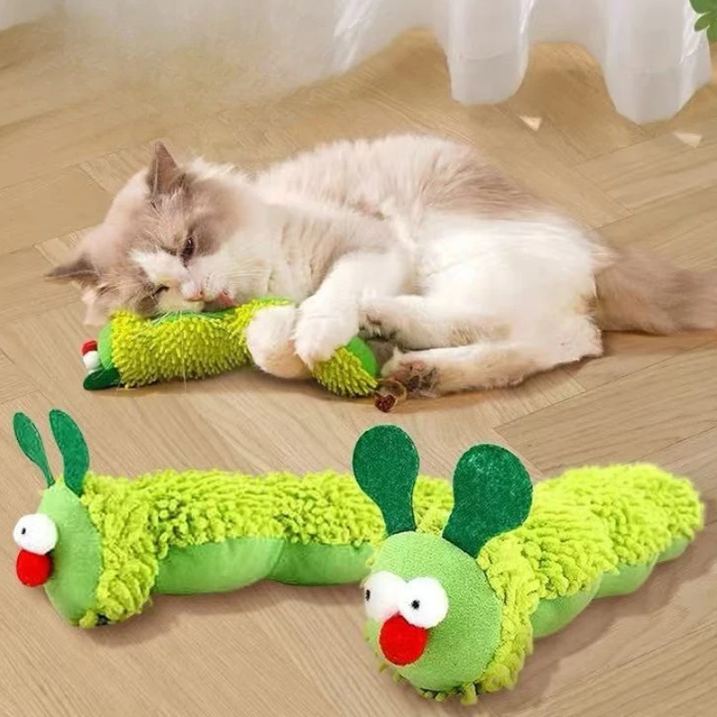 Cat Plush Toy Interactive Catnip Imitation Caterpillar Squeaky Kitten Toy Durable Bite Cat Chew Toy 1005012566852849