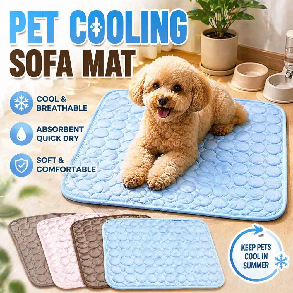 Self-Cooling Dog Pad Pet Cooling Mat Ice Silk Washable Bed Blanket for Cats & Dogs Portable Summer 1005012567830259