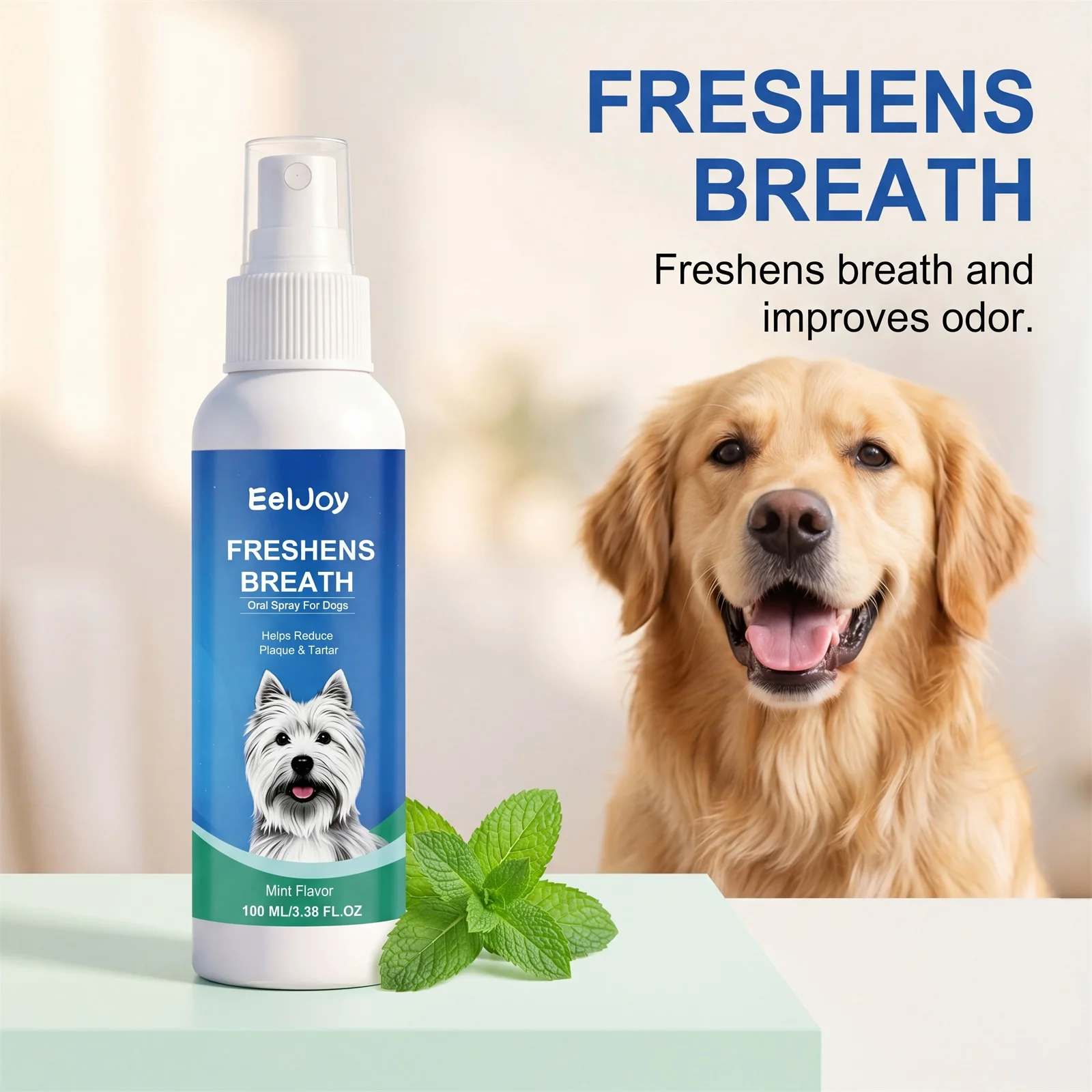 Pet Dental Care Spray for Dogs Mint Flavor No Brush Reduce Plaque Tartar Eliminate Bad Breath Easy 1005012569243623