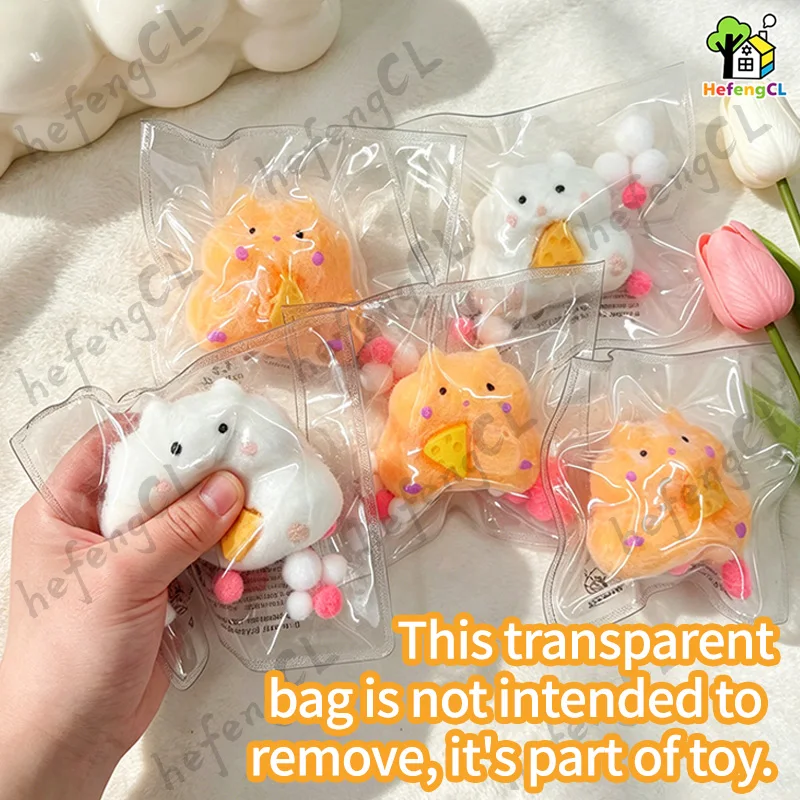 Hamster Eating Cheese Squishy Toys, Soft Sensory Toys, Ideal Gifts for Office, Classroom 1005012570719812