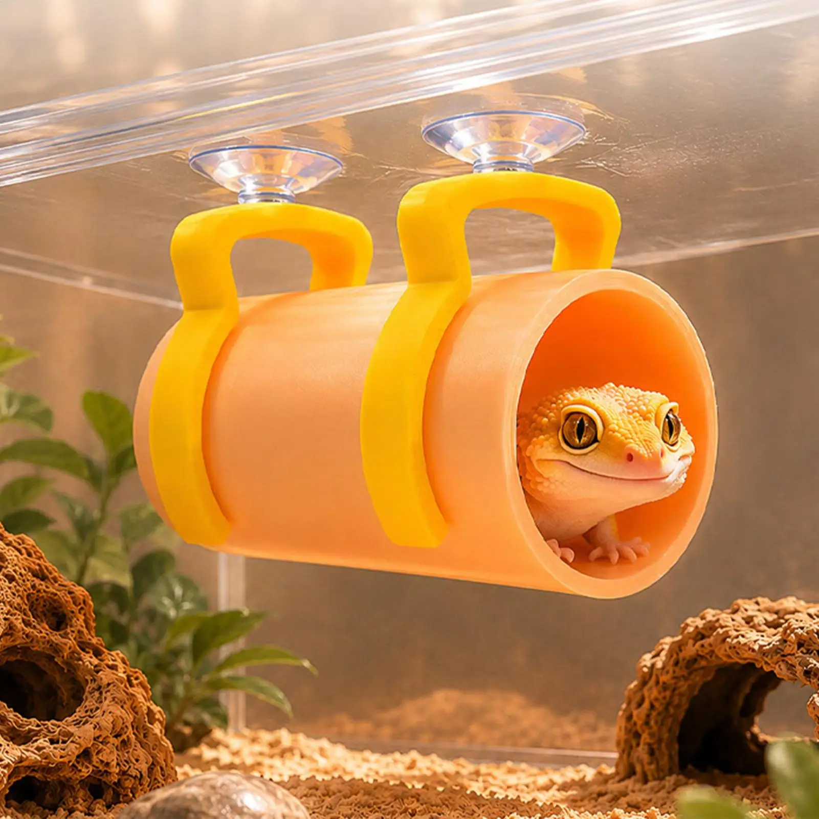 Crested Gecko Tunnel Terrarium Hollow Hiding Shelter with Suction Cups 3D Printed Gecko Cave 1005012571201495