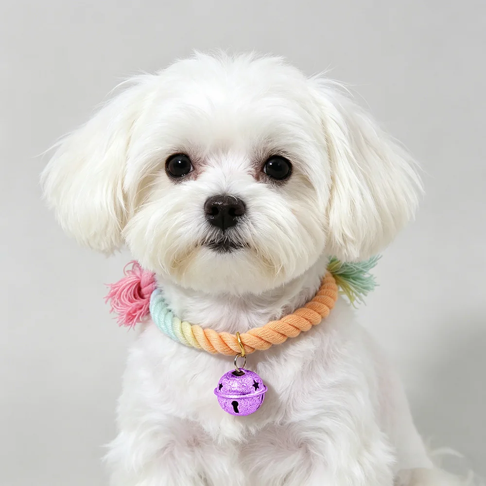 Cute Colorful Cotton Rope Pet Collar with Bell 1005012578313754