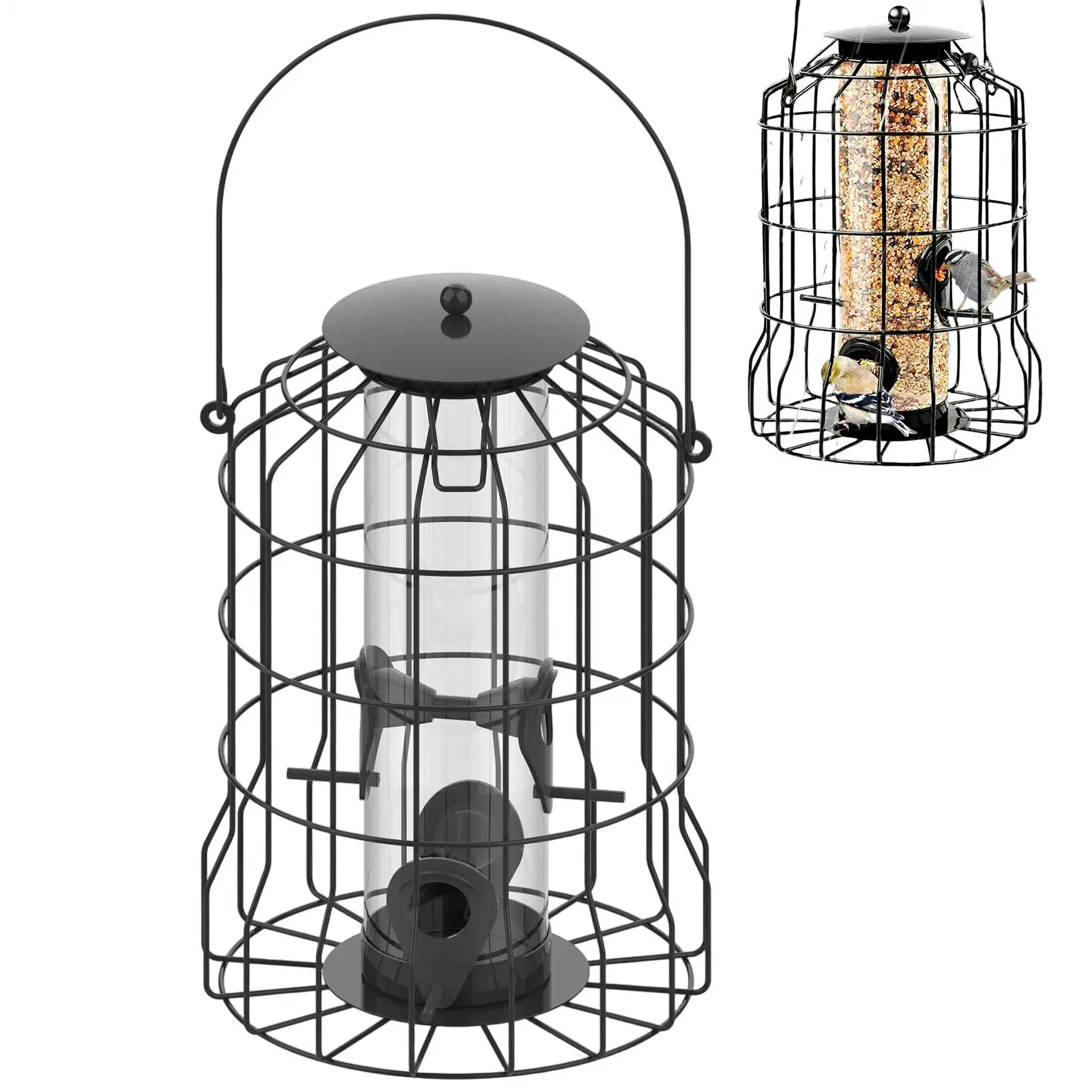 Bird Feeder 4-Port Weatherproof Squirrel Proof Metal Large Outdoor Hangable 1005012580061600
