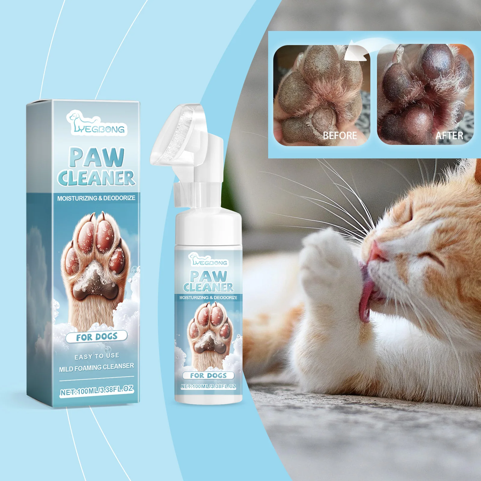 Dog Paw Cleaner Foam No Rinse Moisturizing Paw Wash Foam Effective Dirt Odor Removal Gentle Daily 1005012582843450