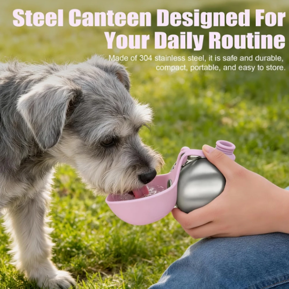 Portable Dog Water Bottle 285ML Stainless Steel-Plastic Silicone Leakproof Compact Dog (2 In-1) 1005012585544684