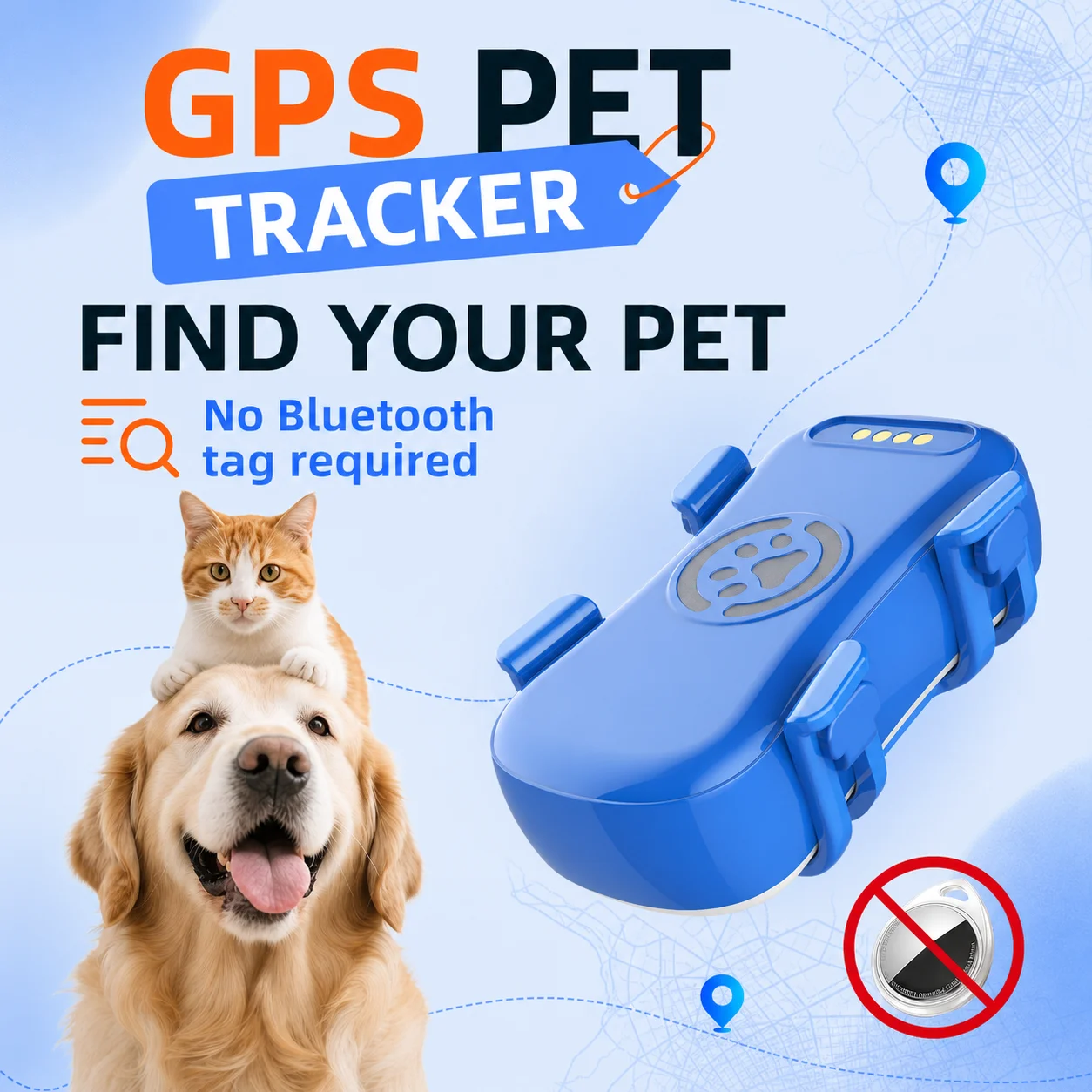 Pet GPS Tracker Real-Time Location Tracking, Unlimited Range, Waterproof Design 1005012585777280
