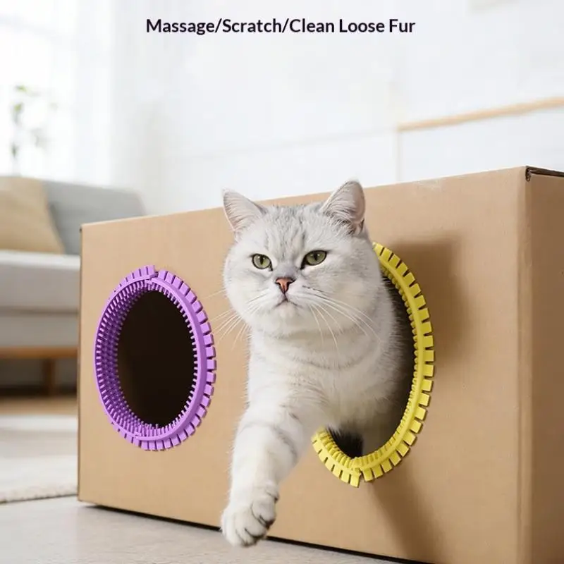 Cat Grooming Ring Self Groomer DIY Hole Brush for Cardboard Box to Cleaning Remove Loose Fur 1005012593807824