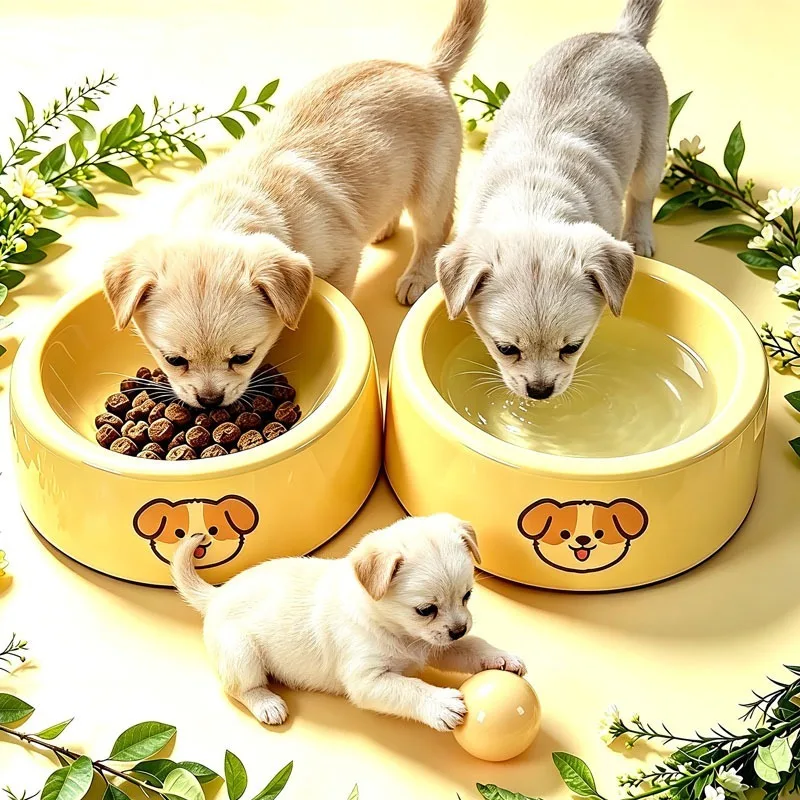 Dog Cat Bowl Non-Slip Anti-Tip Pet Food Water Feeder Dish Durable Easy-To-Clean Modern Simple 1005012596491948