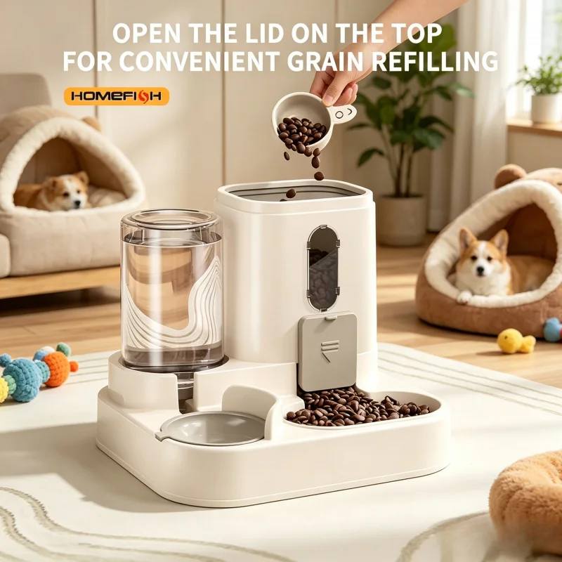 Automatic Cat Feeder Water Food Dispenser Integrated Pet Feeding Bowl Cute Pet Food Water (2 in 1) 1005012597809030