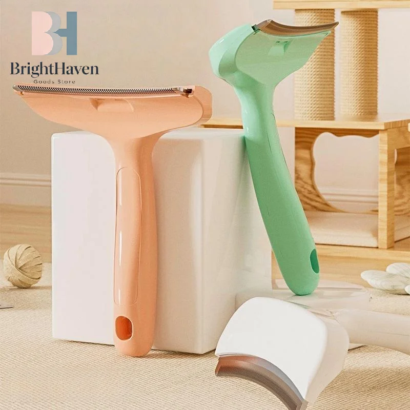 Pet Deshedding Brush with Safe Rounded Teeth Nonslip Handle for Dogs Cats Removes Loose Fur Pet 1005012601054017