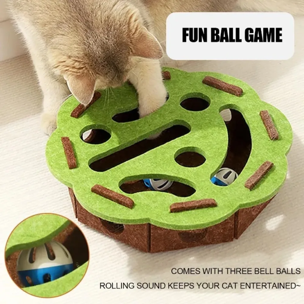 Cat Toy Box with 3 Balls Felt Puzzle Feeder Maze for Cats Educational Slow Feeder Toy Indoor Cat 1005012603260038