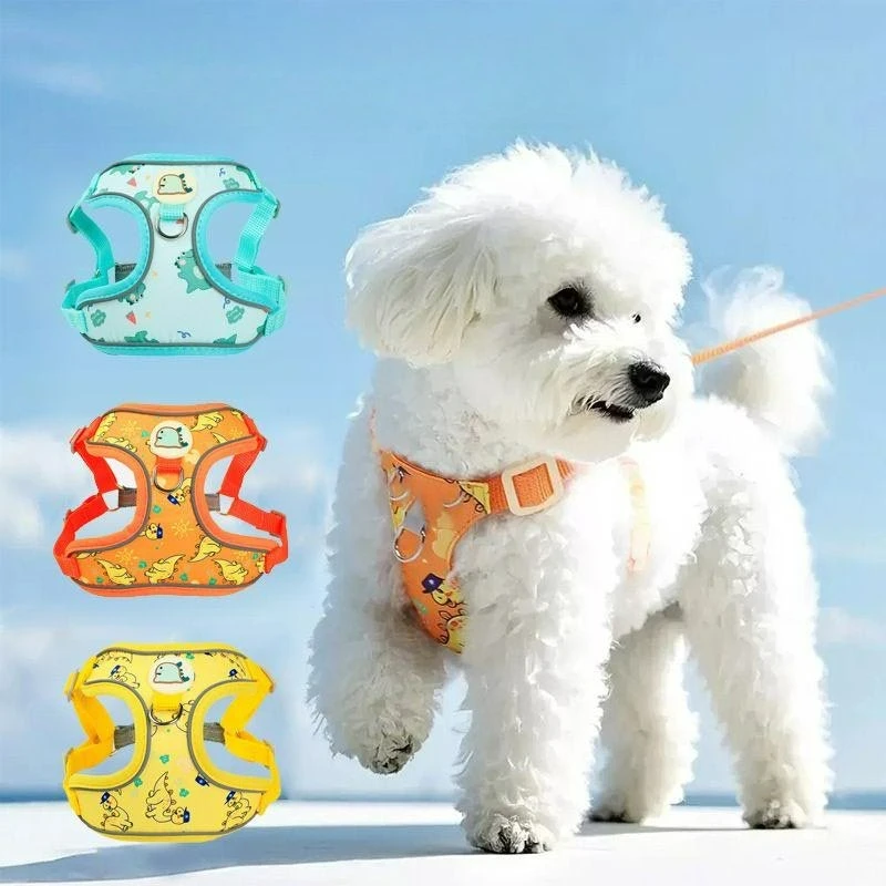 Dog Harnesses Puppy Leash Small Medium Dog Chest Strap Cartoon Dinosaur Walk Dog Lead Outdoor 1005012619370143