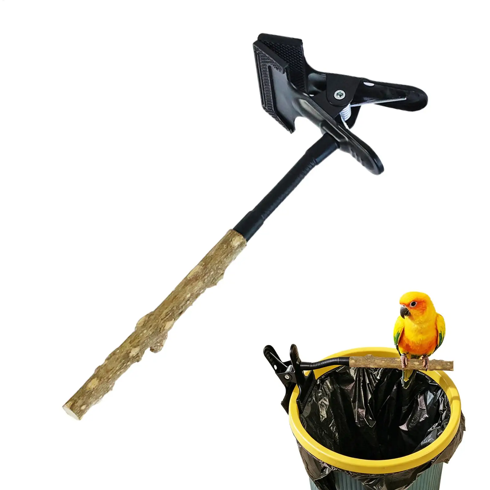Perch for Birds Adjustable Portable Parrot Perch Lovebirds Stand with Clip Trash Container 1005012619654648