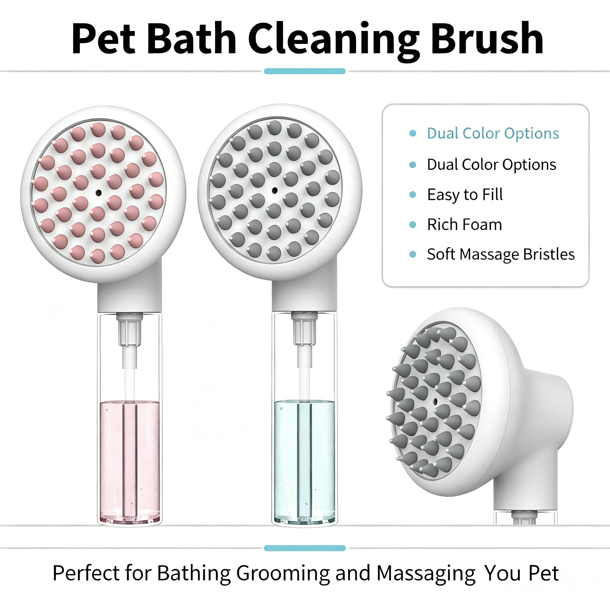 Pet Bath Brush Built in Shampoo Dispenser Easy Use Rich Foam Comfort Massage Shampoo Saving Dog Cat 1005012624821586