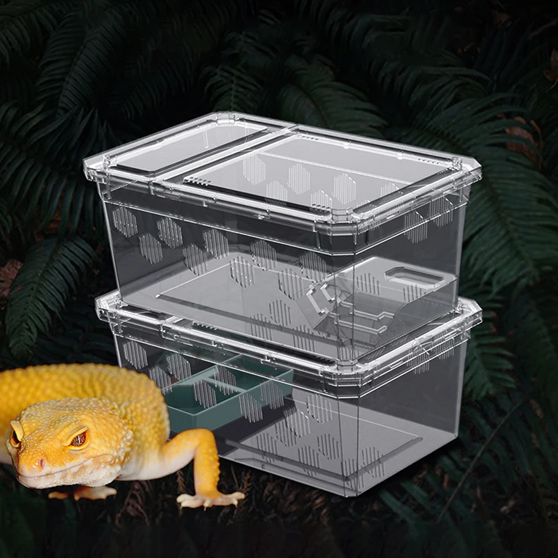 Reptile Tank Spiders Tortoise Lizard Plastic Transparent Reptile Breeding Box Vivarium with Balcony 1005012625340903
