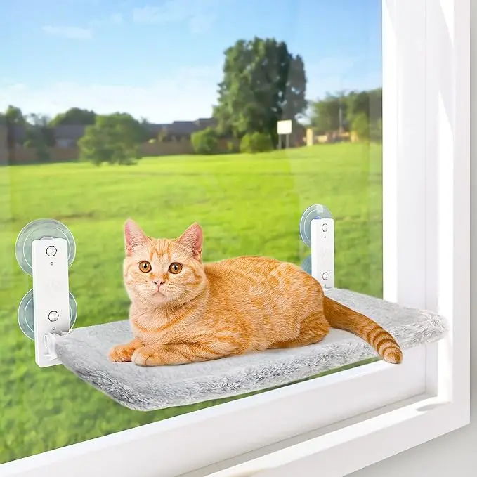 Foldable Cat Window Perch with Strong Suction Cups, Reversible Washable Cover 1005012641471429
