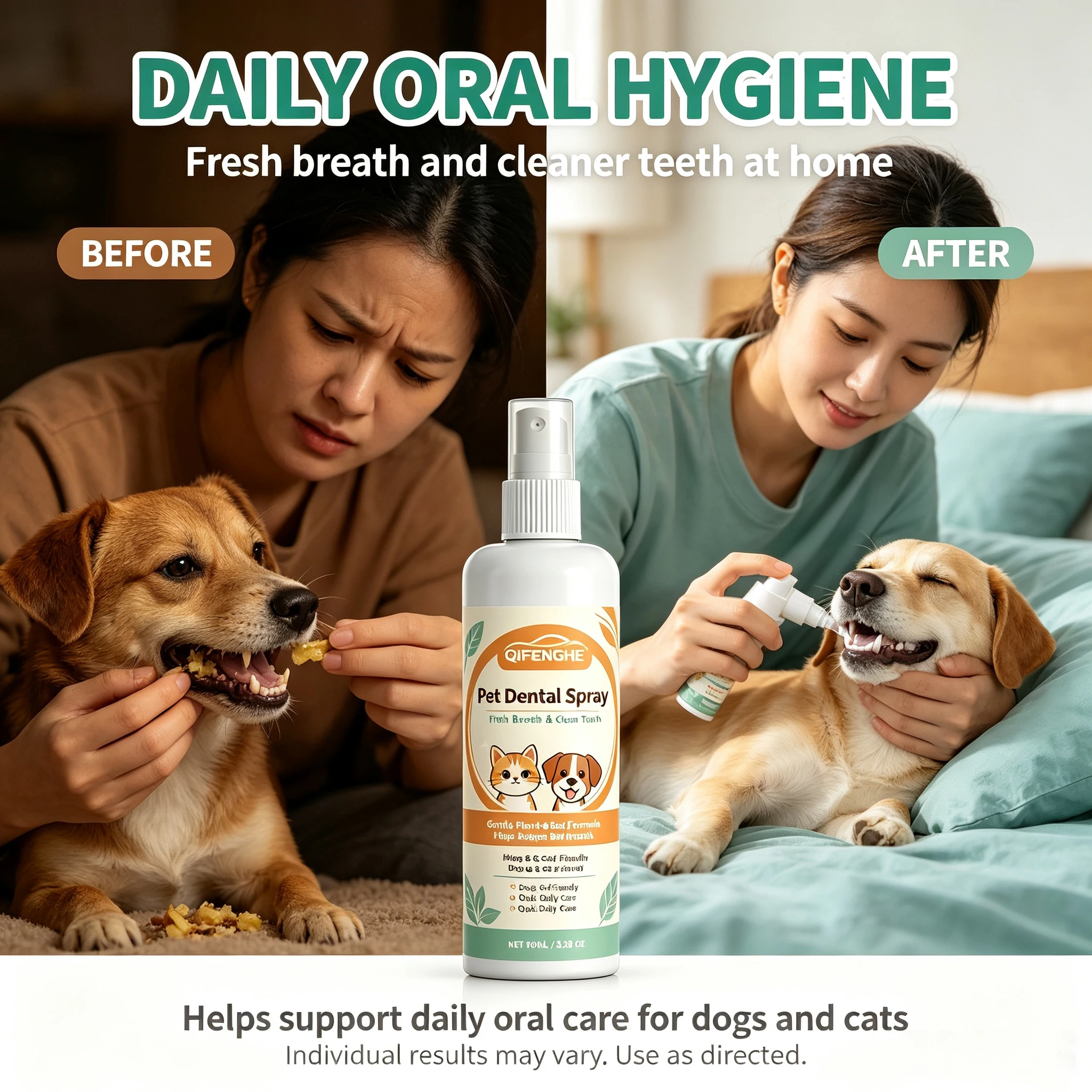 Pet Dental Spray for Dogs Cats Fresh Breath Oral Care Spray Reduce Plaque Tartar Bad Breath Natural 1005012660464132