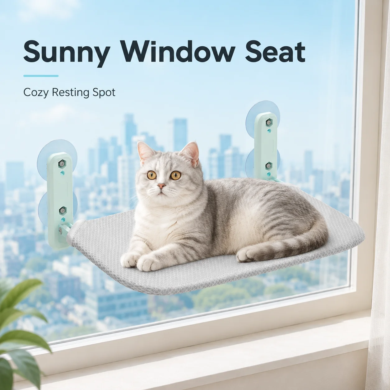 Cat Window Hammock with Suction Cups, Breathable Mesh Window Perch 1005012660835139