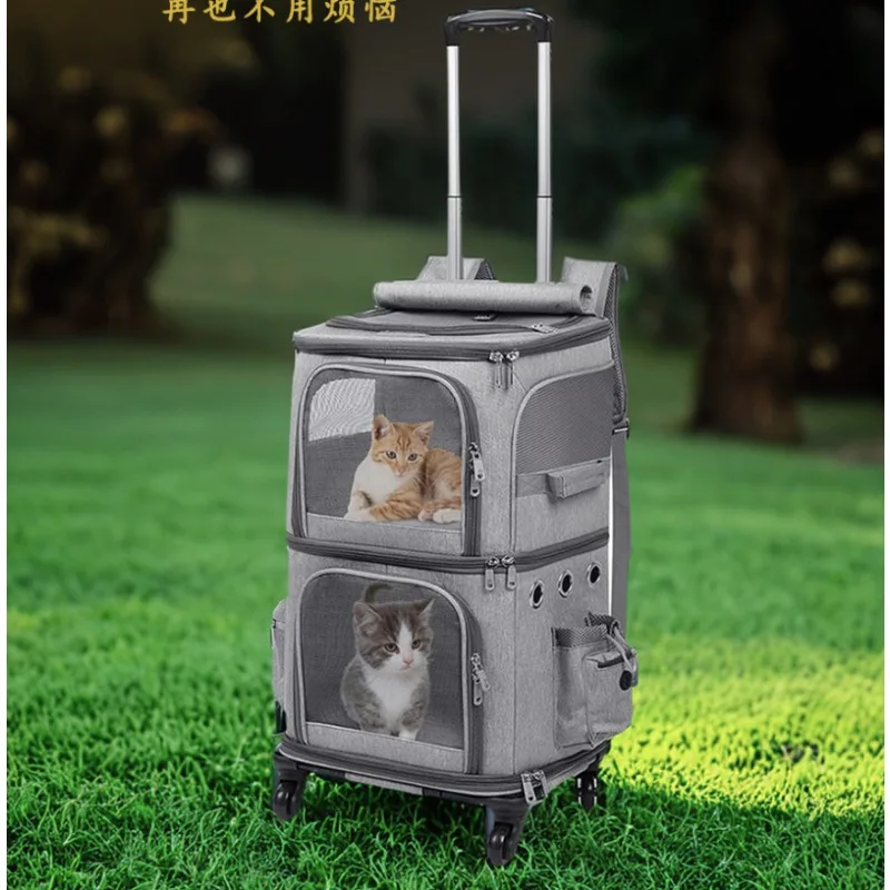 Pet Stroller with Detachable Carrier, Oxford Fabric, Telescopic Handle, Large Capacity, Breathable 1005012675221566