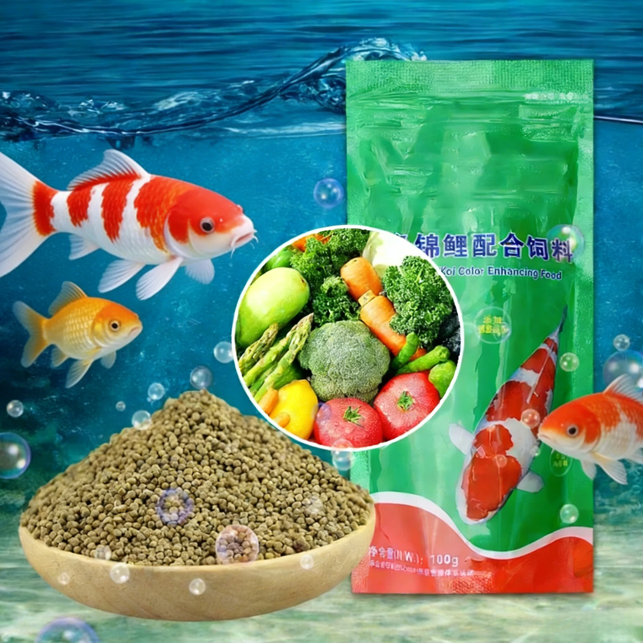 Floating Small-Grain Tropical Fish Food:spirulina-Enriched for Goldfish/Guppies/Koi (100g) 1005012675621737