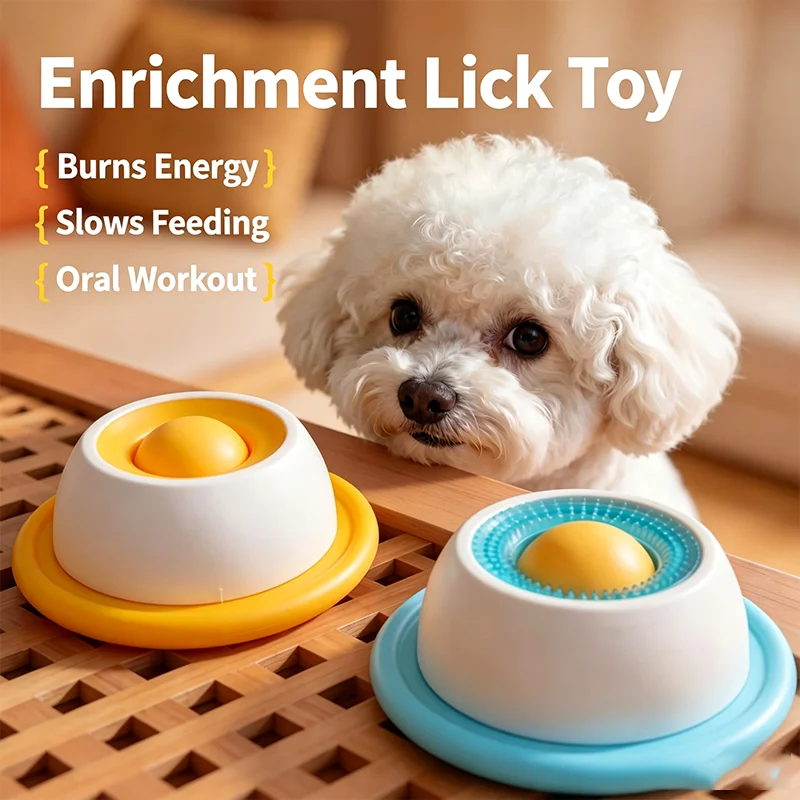 Dog Lick Bowl Slow Feeder for Liquid with Rolling Ball Interactive Antislip Wet Food Water Treat Toy 1005012682481439