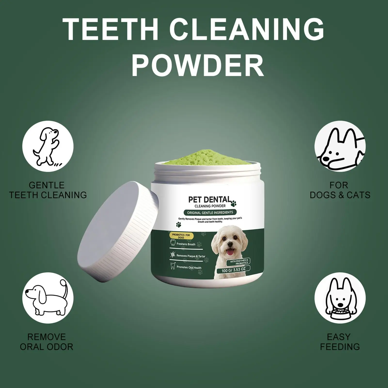 Dog Dental Care Powder Cat Breath Freshener Plaque Tartar Control Pet Orals Hygiene Natural Enzyme 1005012686477903