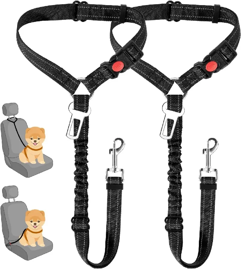 Dog Seat Belt for Car, Dog Car Harness Seatbelt Adjustable with Elastic Bungee Buffer 1005012693770859