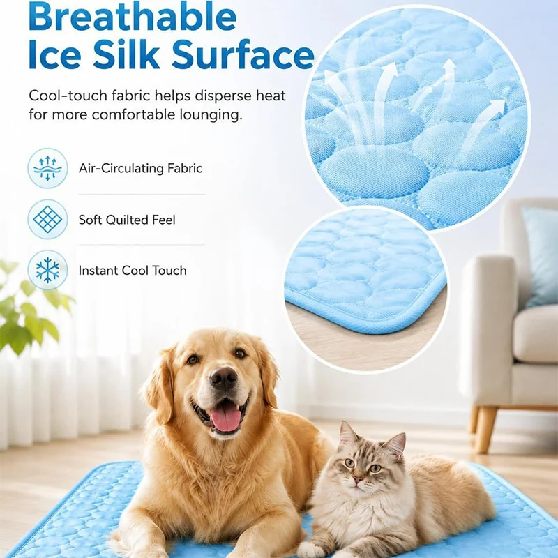 Dog Cooling Mat No Freeze Needed Dogs Self-Cooling Pad Washable Portable Crate Kennel Car Sofa Bed 1005012712066255