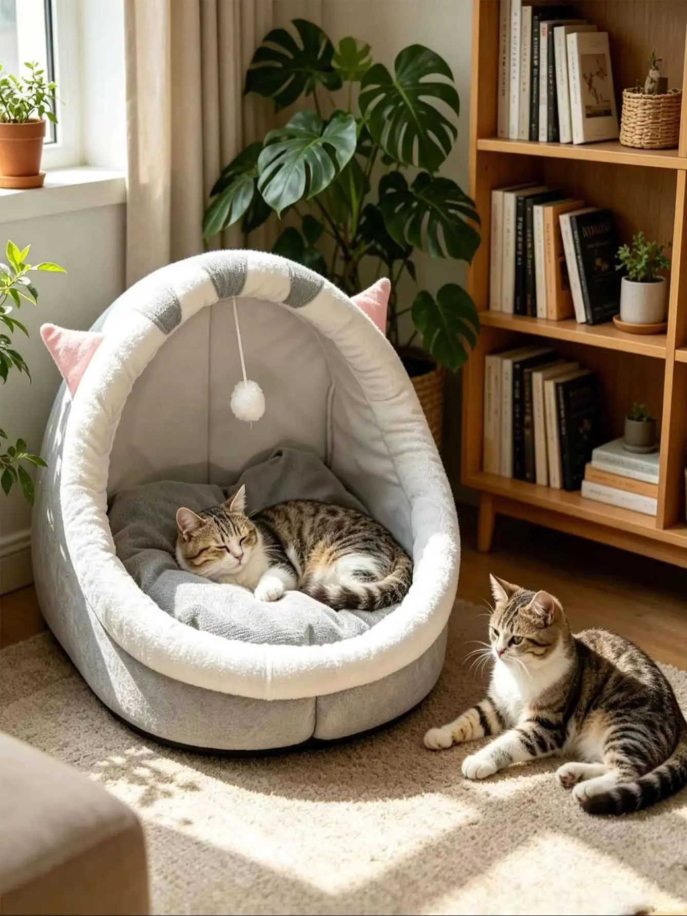 Cute Cat Bed Soft Kitten Mat Cozy Cat House Breathable Cat Sleeping Basket Suitable for Large 1005012731248709