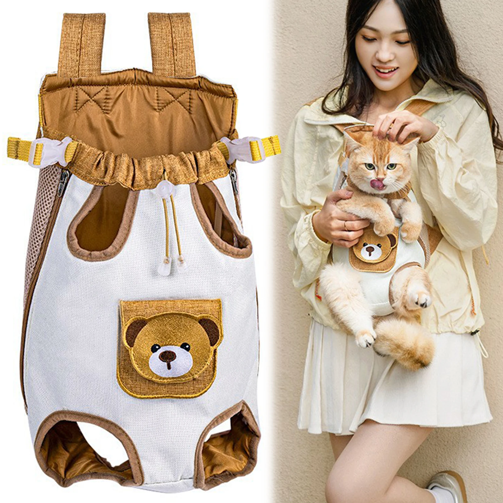 Cat Backpack Carrier Adjustable Pet Front Carriers Breathable Mesh Travel Bag For Small Medium Dogs 1005012744075092