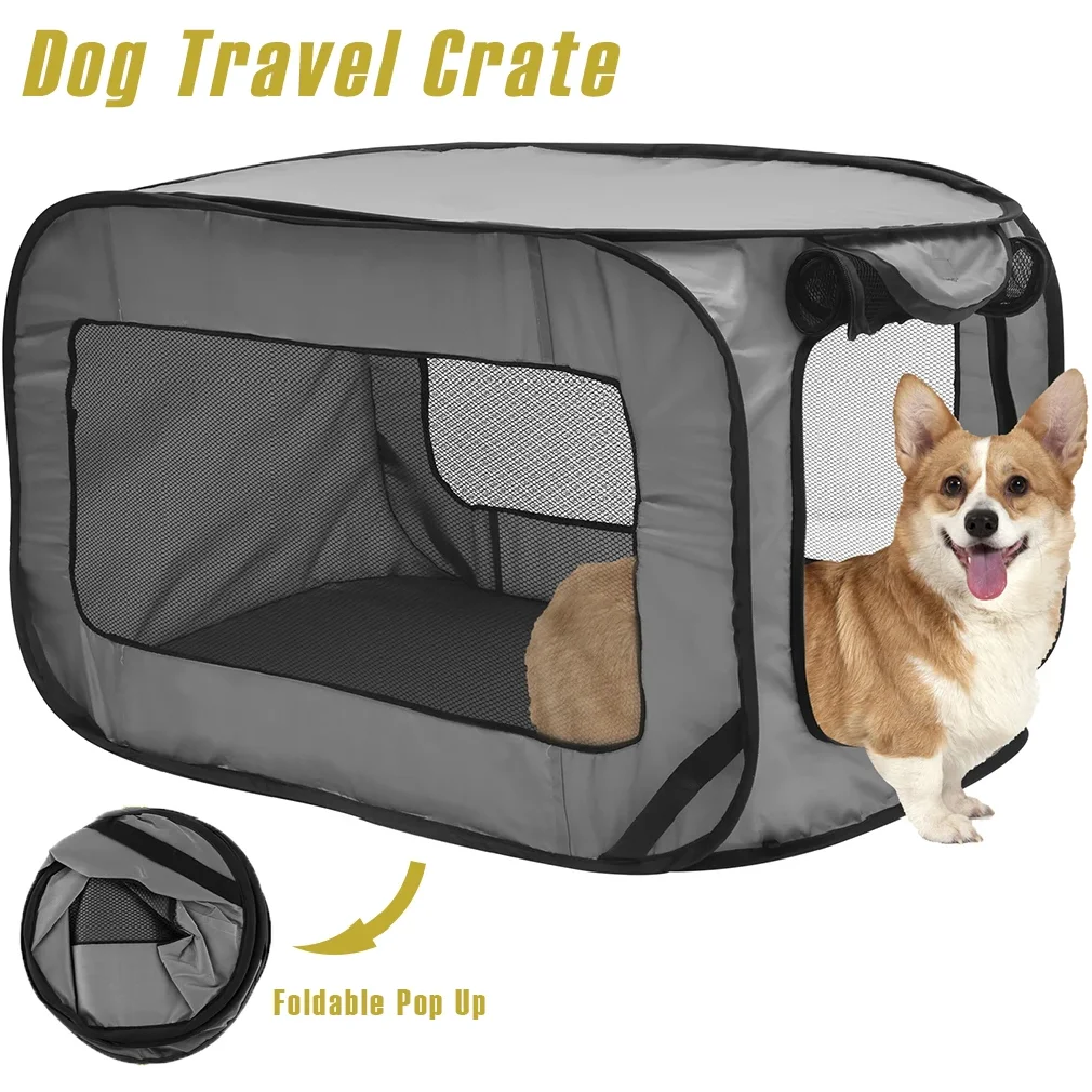 Dog Travel Crate Portable Pop Up Dog Crate with Zipper Mesh Door Foldable Small Dog Seat Kennel for 1005012765634203