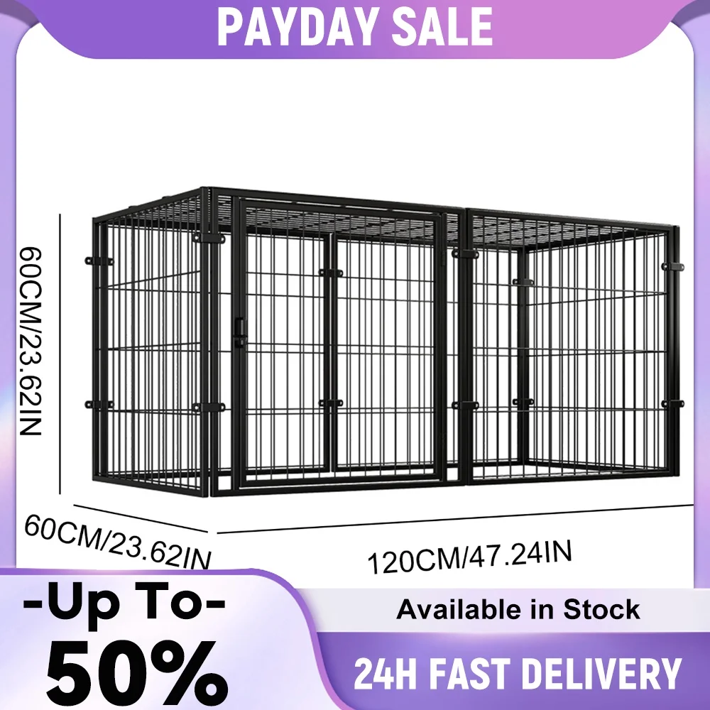 Kennel Cage Easy Assemble Heavy Duty Wire Dog Crates with Door Dogs Stackable (48 Inch) 1005012769134016