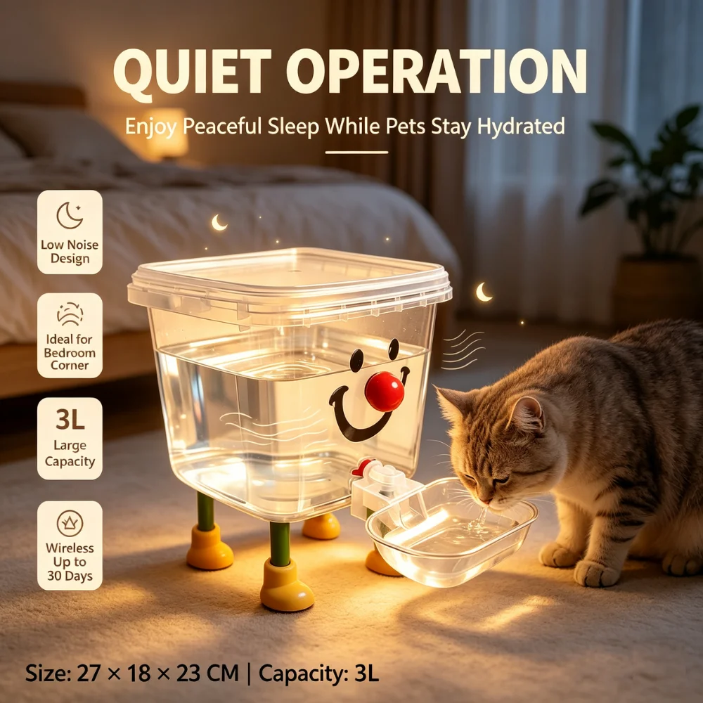 Automatic Pet Water Fountain 3L PP5 Gravity Feeder Leakproof Clear Tank No Electricity for Cats 1005012803654631