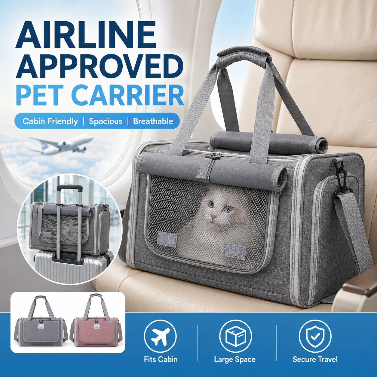 Portable Pet Carrier Bag for Cats and Dogs, Breathable Spacious Travel Bag with Handheld 1005012806590559