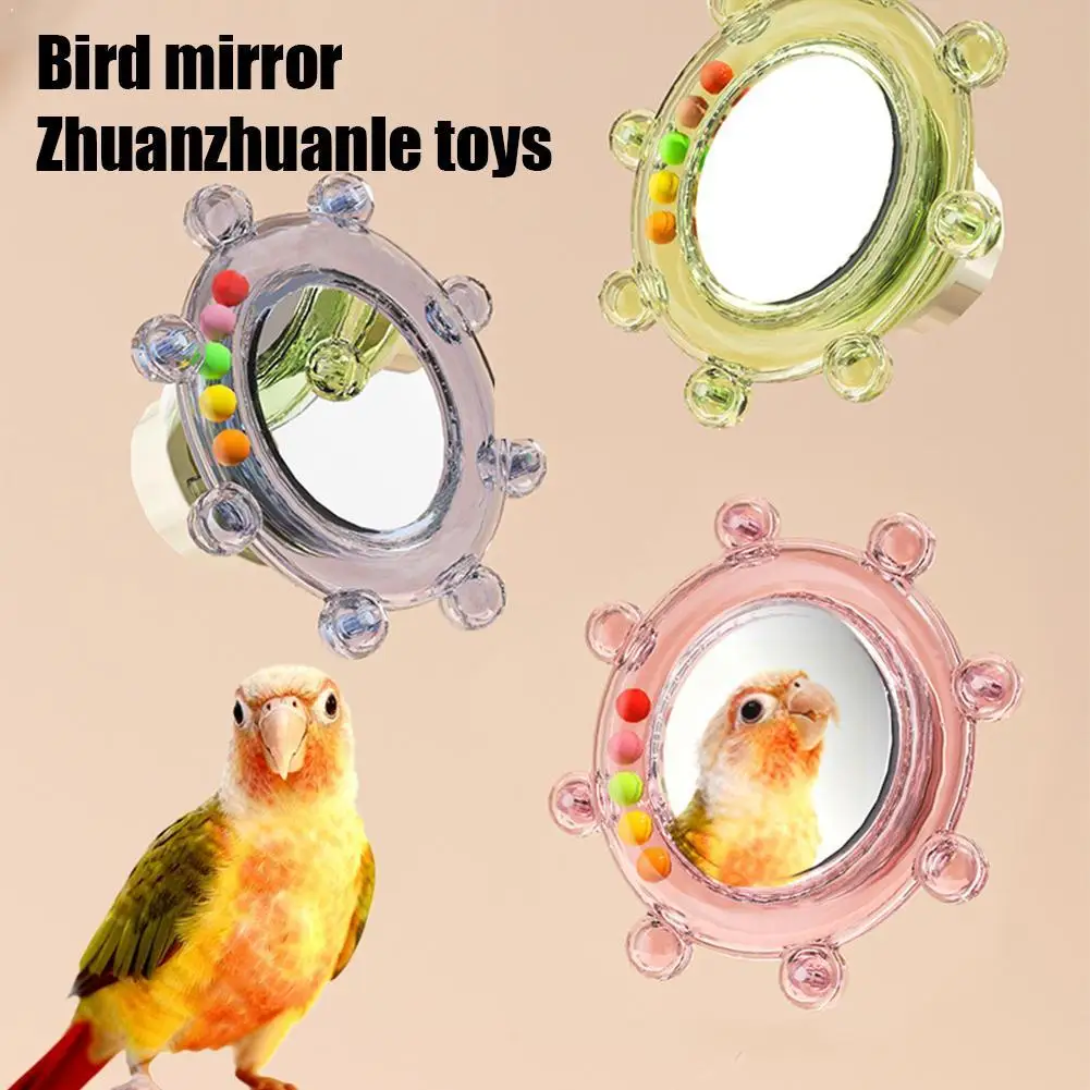 Interactive Parrot Toy with Mirror Rotating Sound Wheel Toys for Cockatiel Conure Lovebird Parakeet 1005012818861515