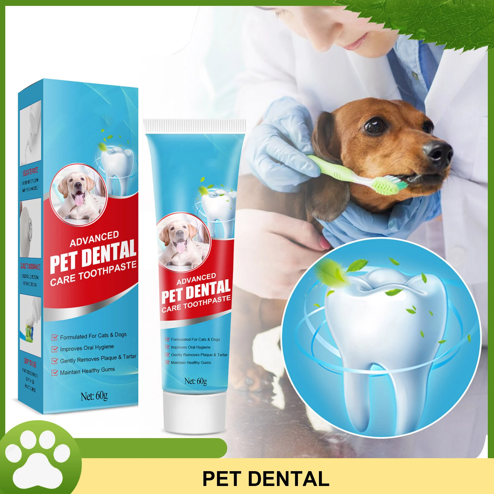 Pet Dental Care Toothpaste for Dogs and Cats, Fresh Breath and Plaque Control 1005012830917759