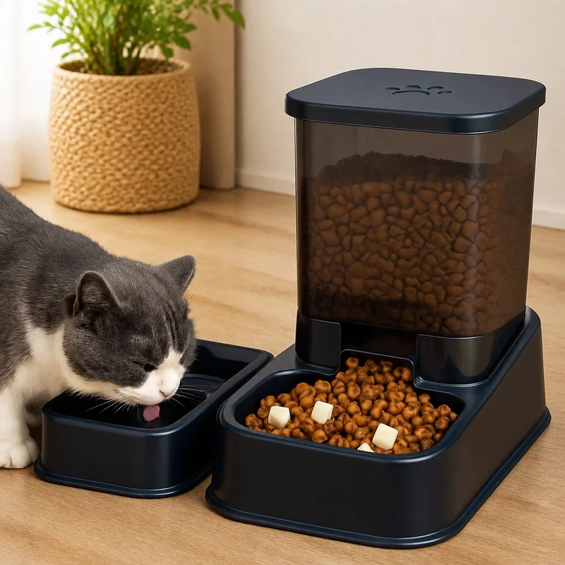 Automatic Pet Feeder Bowl with Water Supply for Cats and Dogs, Battery-Free Smart Portion Control 1005012882644748
