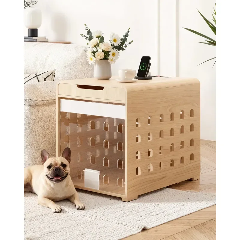 Modern Dog Crate Furniture with Charging Station - Indoor Kennel 1005012931669229